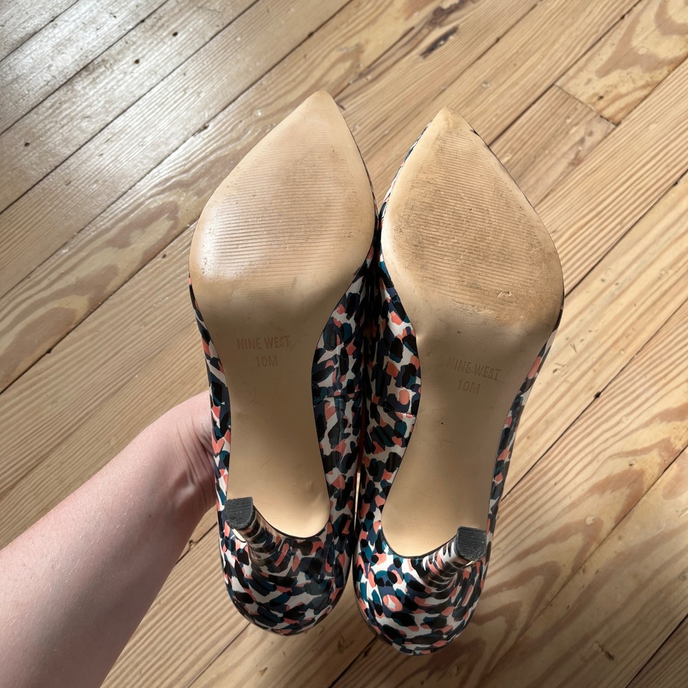 Nine West Flax Pumps Womens 10M Multi Color Abstract Animal Print Pointed Toe - Picture 8 of 8